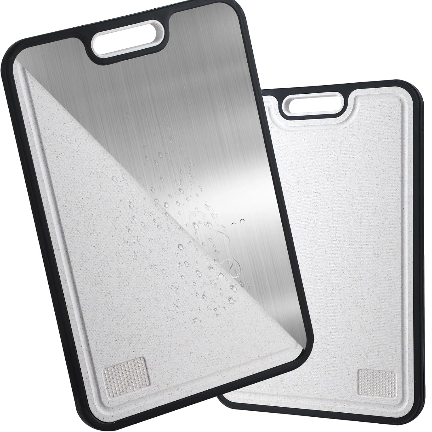 Cutting Board,Double Sided Titanium Cutting Boards for Kitchen, Titanium/Wheat Straw PP Chopping Board with Juice Groove,Large Size 15.6"&times;10.6",Dishwasher Safe, Easy to Clean image number 2