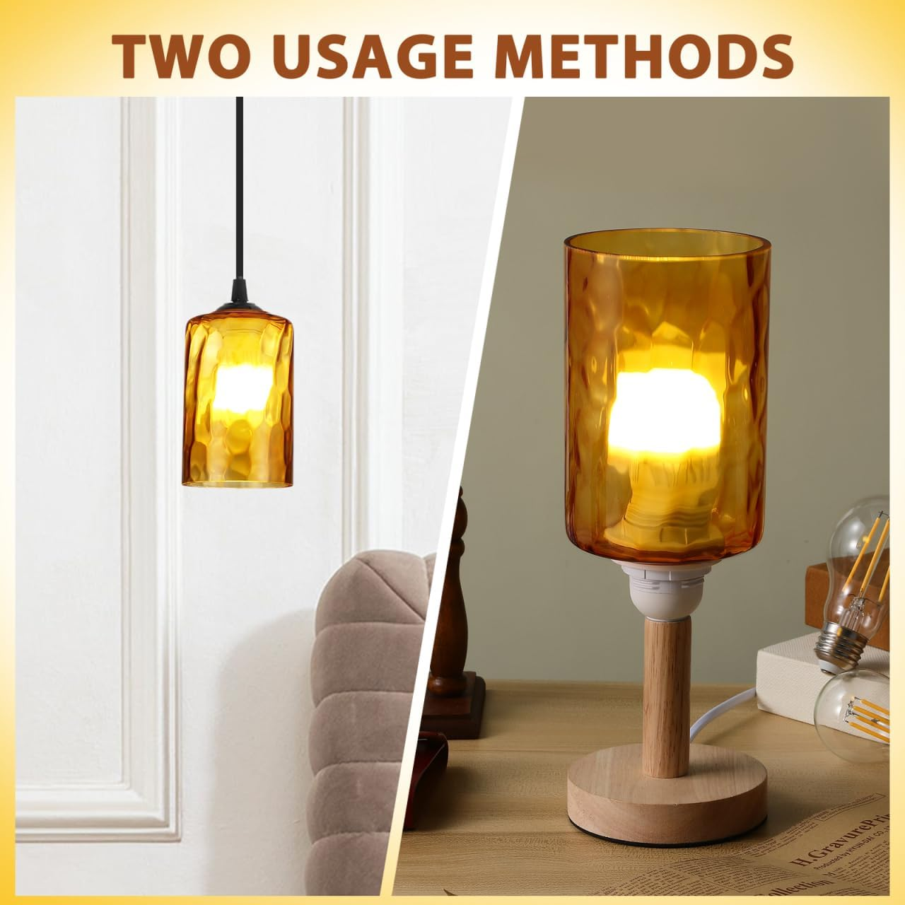 SHERCHPRY Stone-Patterned Small Lampshade Decorative Glass Lamp Shade Replacement for Pendant and Floor Lights Clear Cylinder Design for Living Room Bedroom Lighting 4X4 Inches image number 1