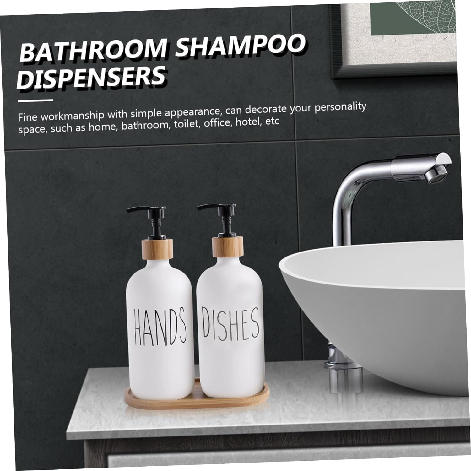 Glass Soap Dispenser Set 2Pcs 500Ml White Pump Bottles for Dish and Hand Soap Kitchen and Bathroom Use Pump image number 4