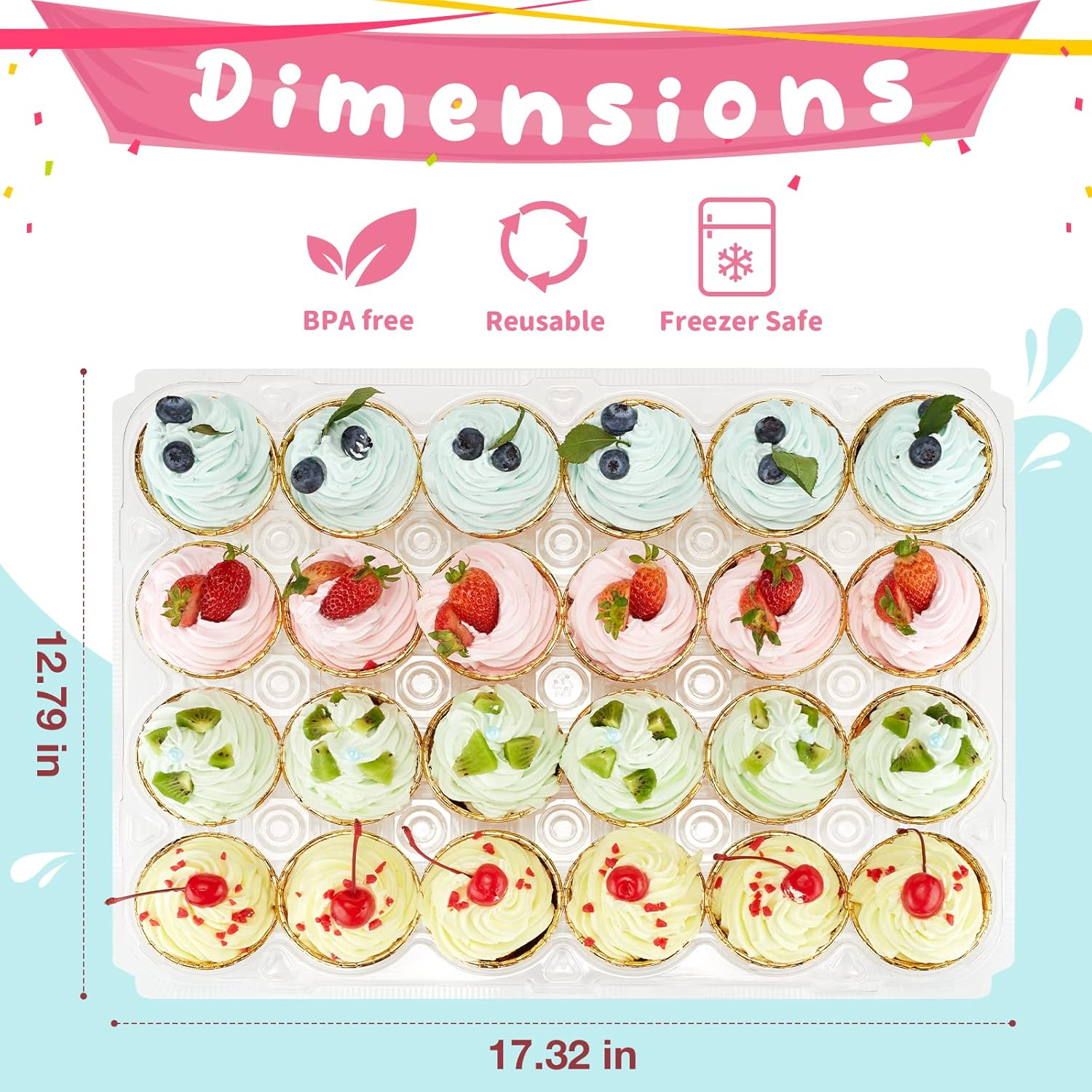 Gencywe (24 Pack X 10 Sets) Stackable Cupcake Carrier Holders with 240 Pack Cupcake Liners, Plastic Cupcake Boxes Holders for 24 Cupcakes, High Tall Dome Lid Cupcake Containers, Clear Disposable Cupcake Trays image number 5