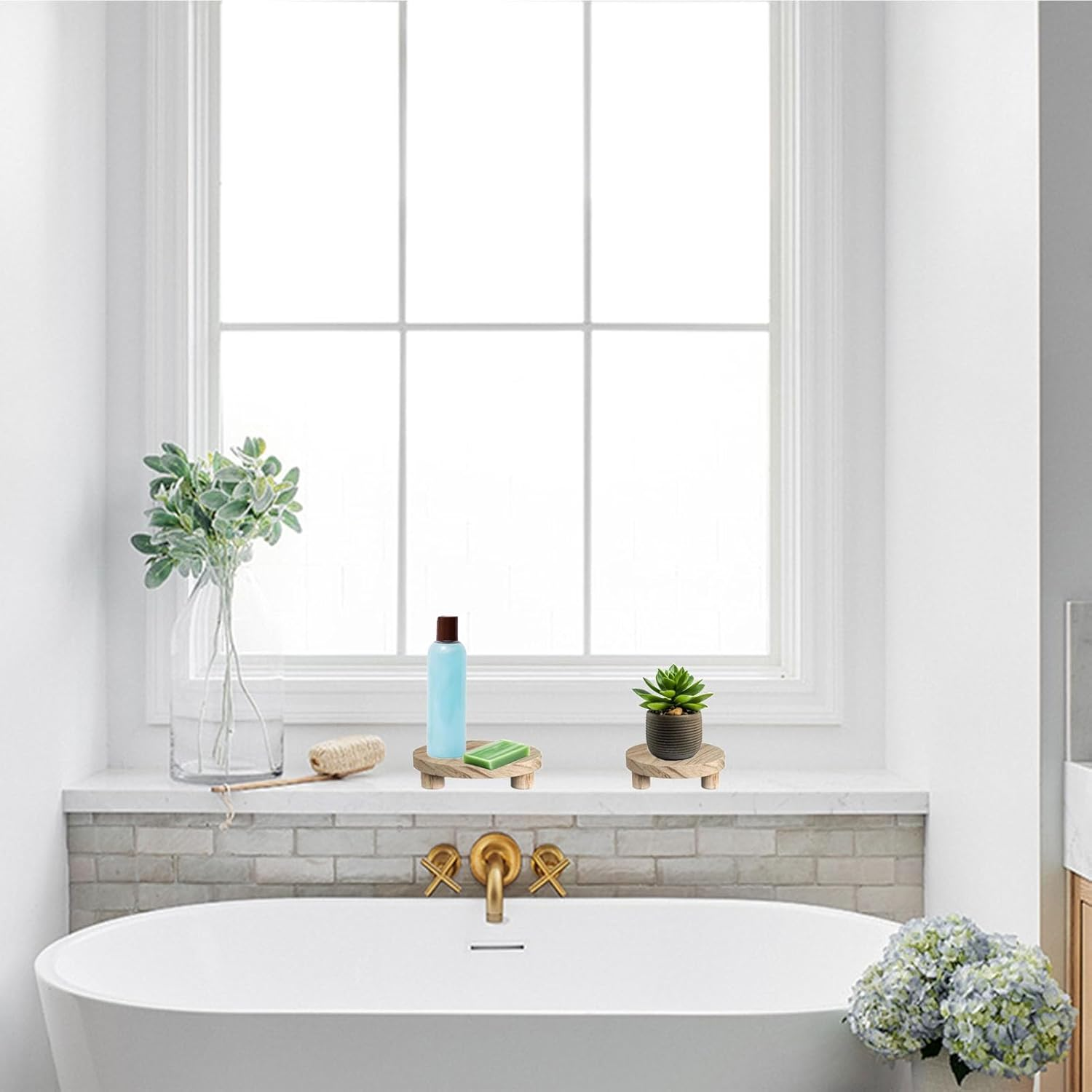 3 Pcs Plant Stand Indoor,Wooden Outdoor Indoor Plant Stands,Small round Plant Stands,Corner Plant Stand Fits 5 to 8 Inches Pots image number 4