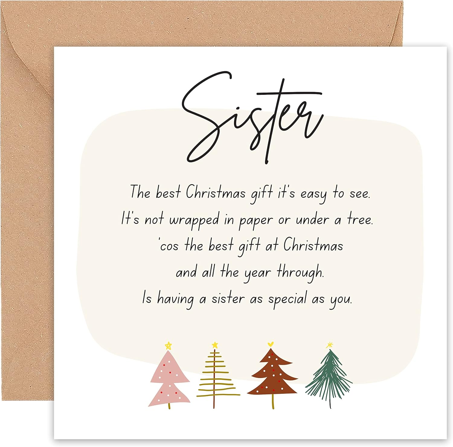 Felbridge Studio - Sister Christmas Card - Family Christmas Cards - Xmas Card - with Verse - from Brother Sister Step - Special Sentimental Large Luxury Fancy Gift 2022-14Cm