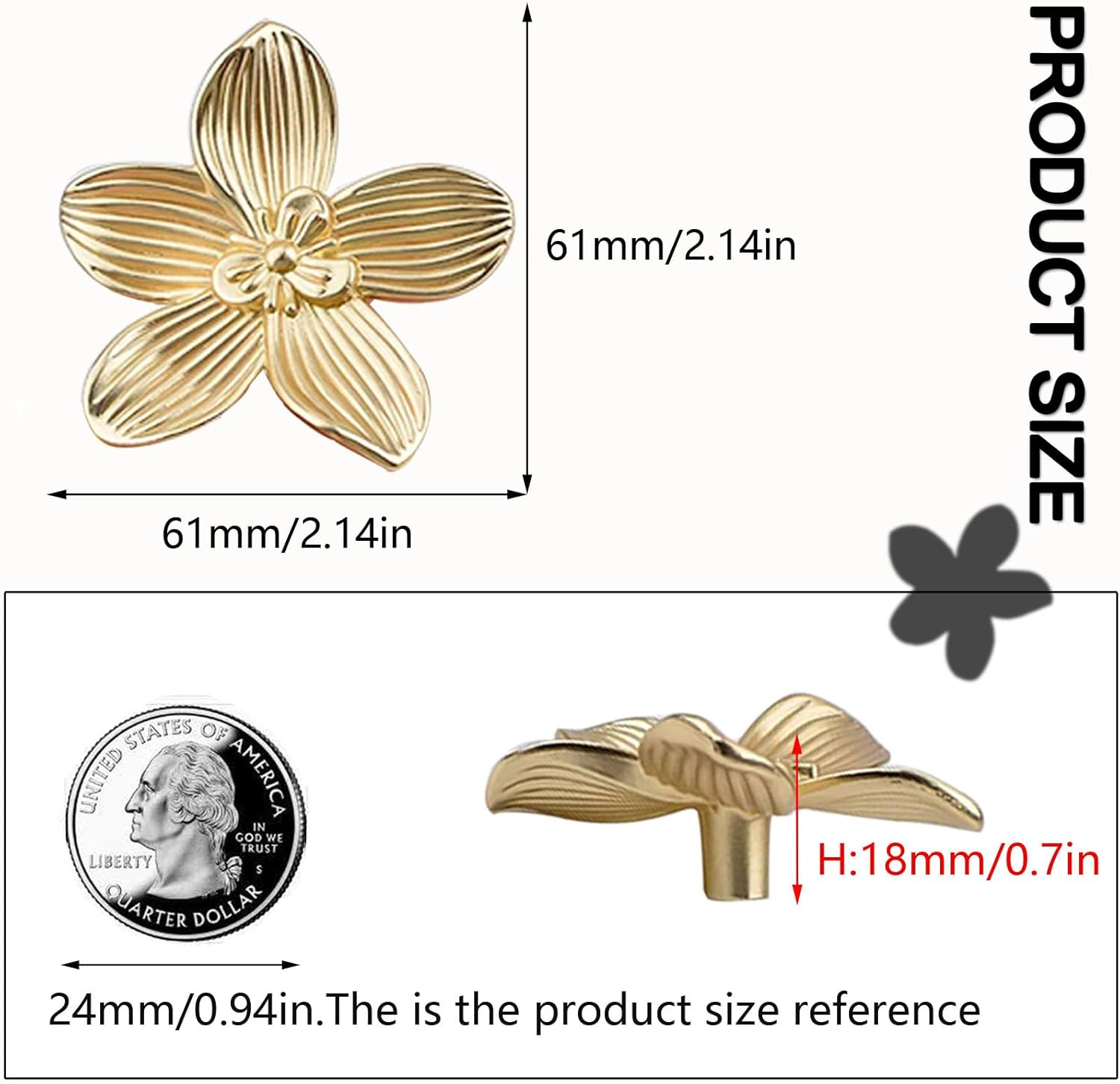 Gold Flower Drawer Knobs Creative Petal Kitchen Cabinet Knobs Dresser Knobs Furniture Cupboard Drawer Pulls Handles for Wardrobe Door Pulls 4Pcs (Flower, 4Pcs) image number 2