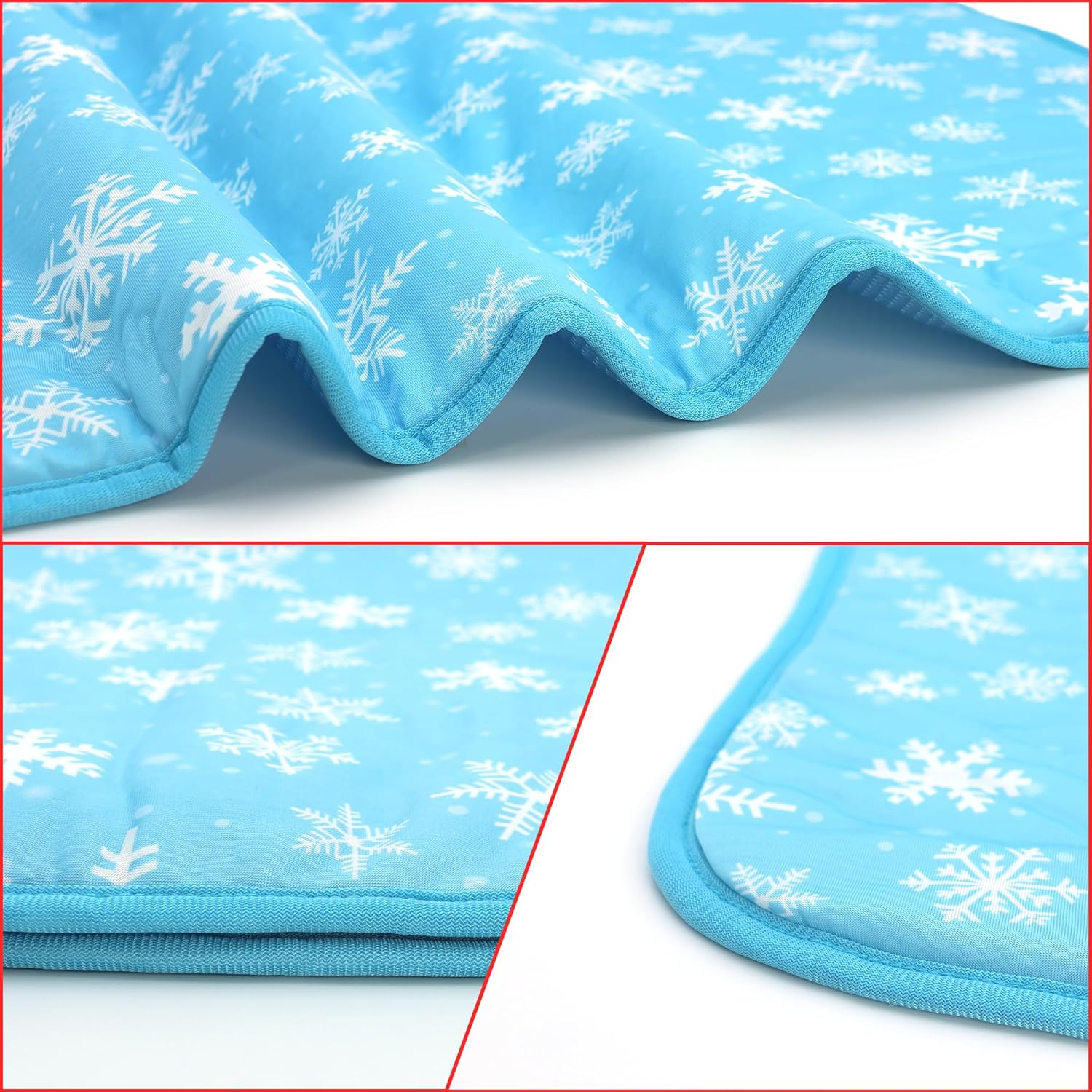 NACOCO Summer Pet Cooling Mat - Cat Dog Cushion Pad Sleeping Cool Snowflake Comfortable Soft for Pets Kids and Adults (Blue Snowflake, L) image number 2