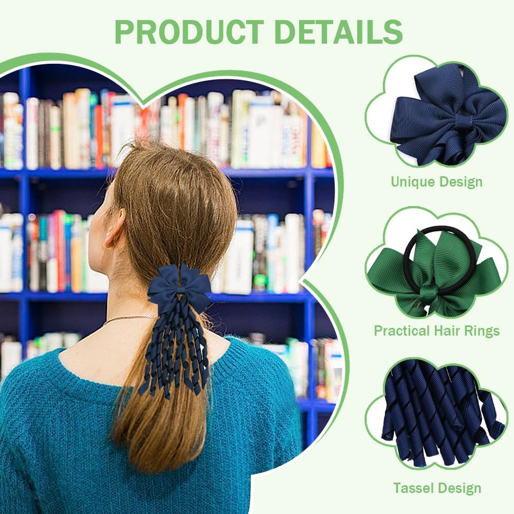 TRKETK Pack of 4 Spiral Hair Bands with Tassels Elegant Bow Hairband Women'S Cute Hair Accessories Perfect for Stylish Hairstyles for Wedding Christmas Hair Birthday image number 4