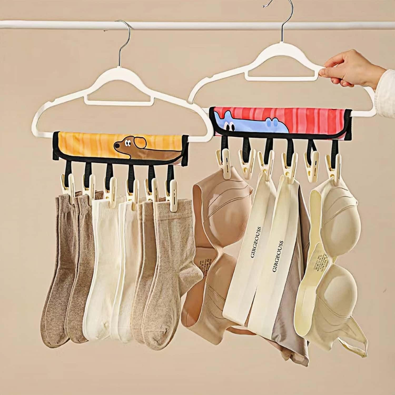 ARREBOL 2 Pack Travel Colourful Clothes Pegs, Portable Folding Clothes Drying Hanging Clips for Laundry, Towel, Underwear & Swimsuits image number 3