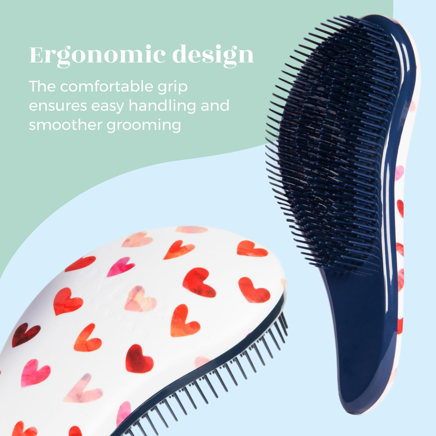 Crave Naturals Glide Thru Detangling Hair Brush for Adults and Kids Hair - Detangler Brush for Curly, Straight, Wet or Dry Hair - Hairbrush for Men and Women - Pink Hearts image number 5