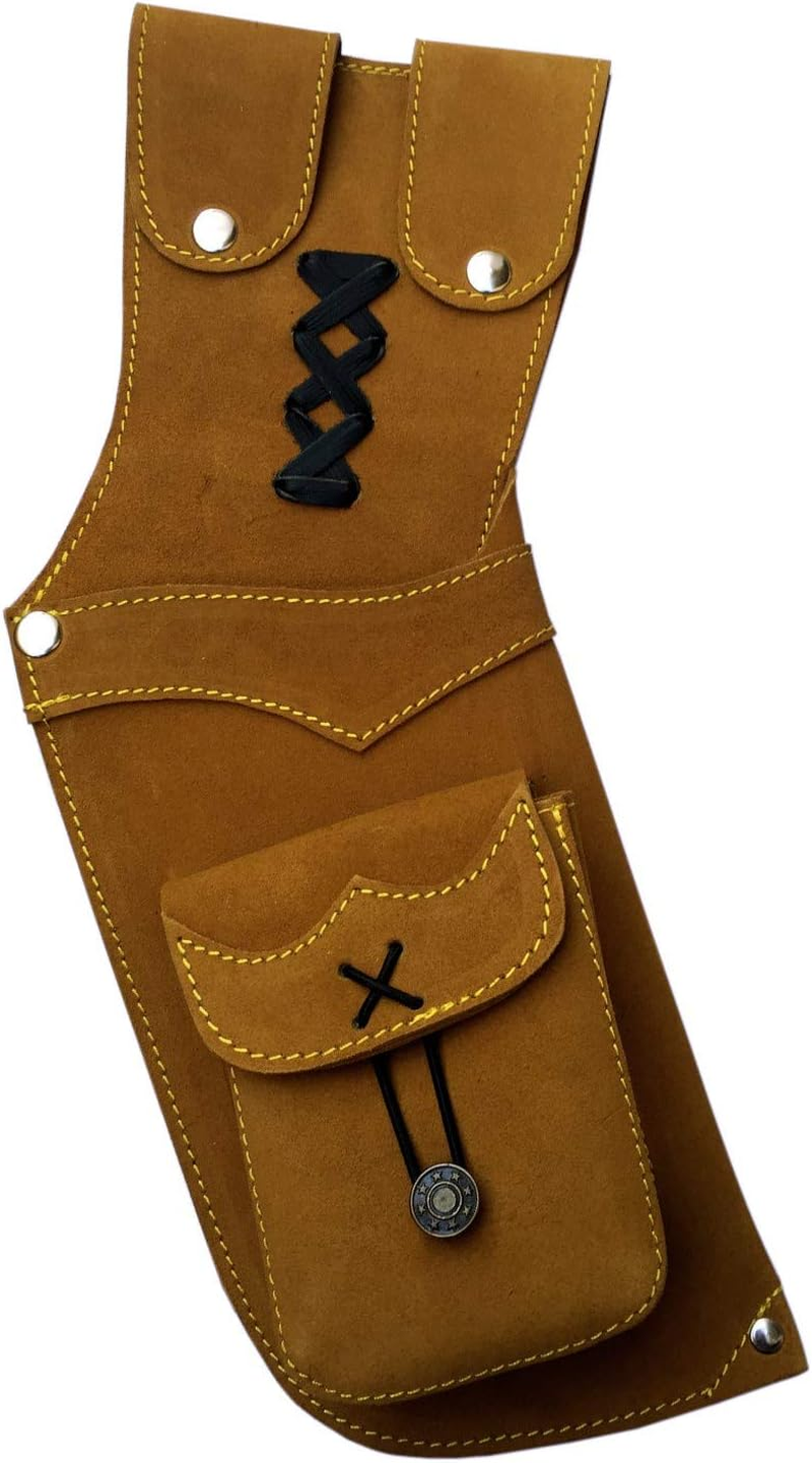 DMX INTL Traditional Archery Quiver Suede Leather Field Archer&rsquo;S Choice Hip Side Arrow Quiver Bag