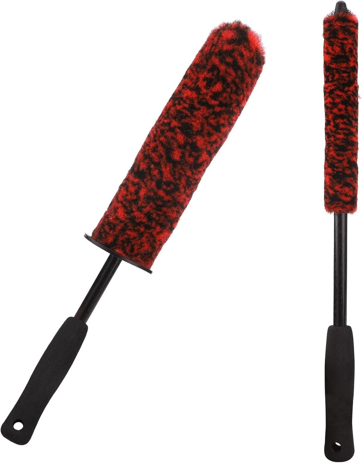 Homiliky 2 Pcs Car Wheel Brushes and Rim Cleaning Brush Long Handle Vehicle Kit Microfiber Hub Different Size Detailing Set Bendable Tire Brush (BLACK&WHITE)