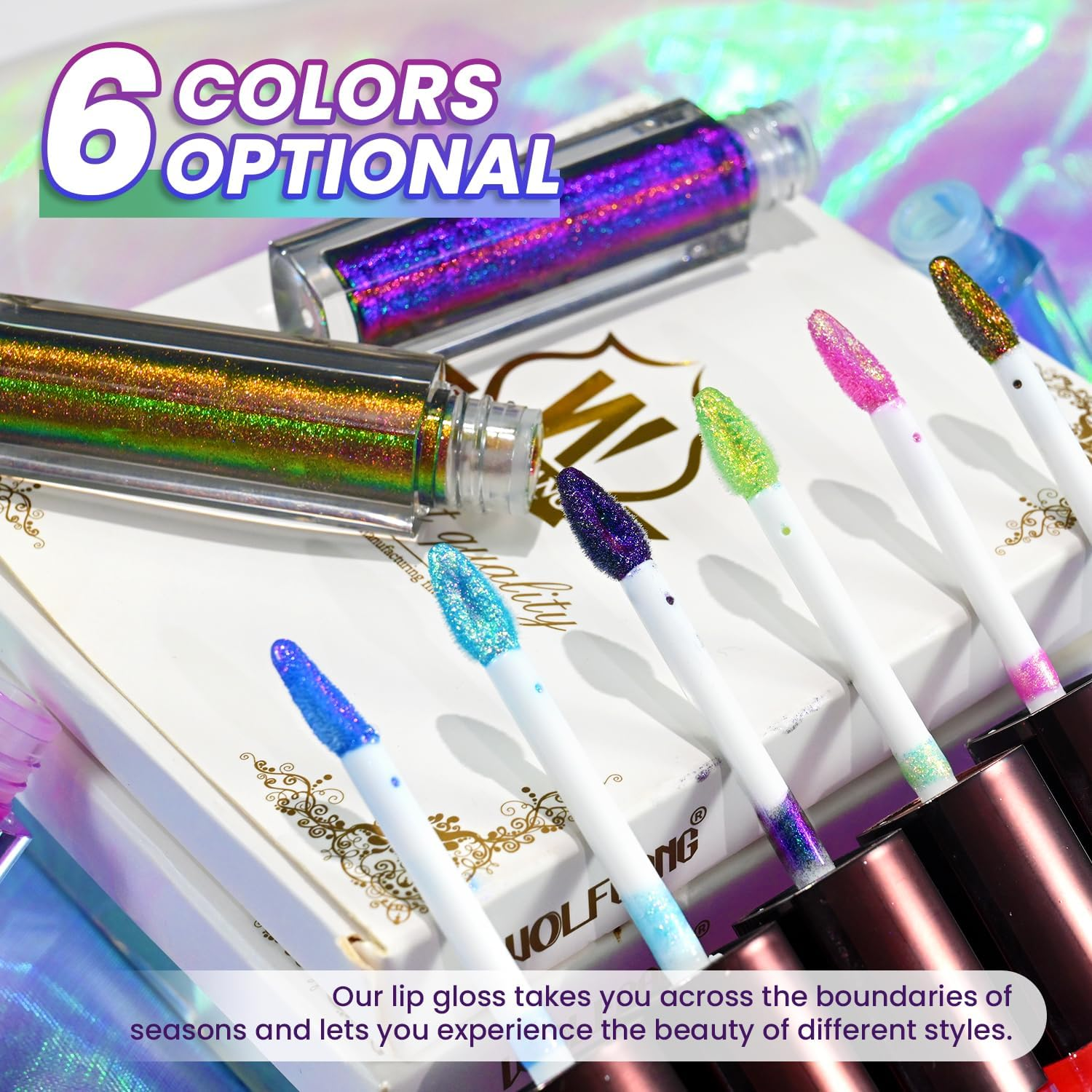 CHARMACY 2 in 1 Multichrome Moisturizing Lip Gloss, Double Head Liquid Lipstick, Mirror Waterproof Long Lasting No Fading Lip Balm, Hydrating Lip Plumper Waterlight Glossy Makeup #002 image number 1