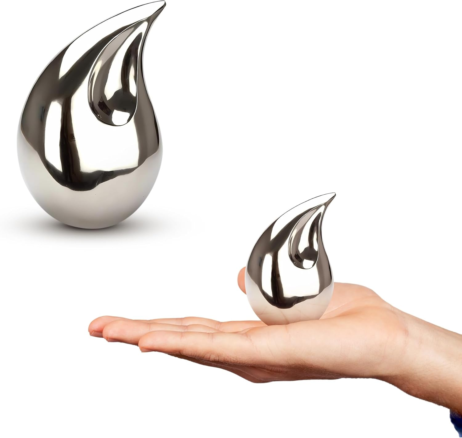 1 Pcs Unique Silver Teardrop Small Keepsake Cremation Urns for Human Ashes Adult for Both Male and Female, Mom Dad Son Women Men Mini Urns,Funeral Small Earns for Ashes with Velvet Bags 3 Inch Size image number 6