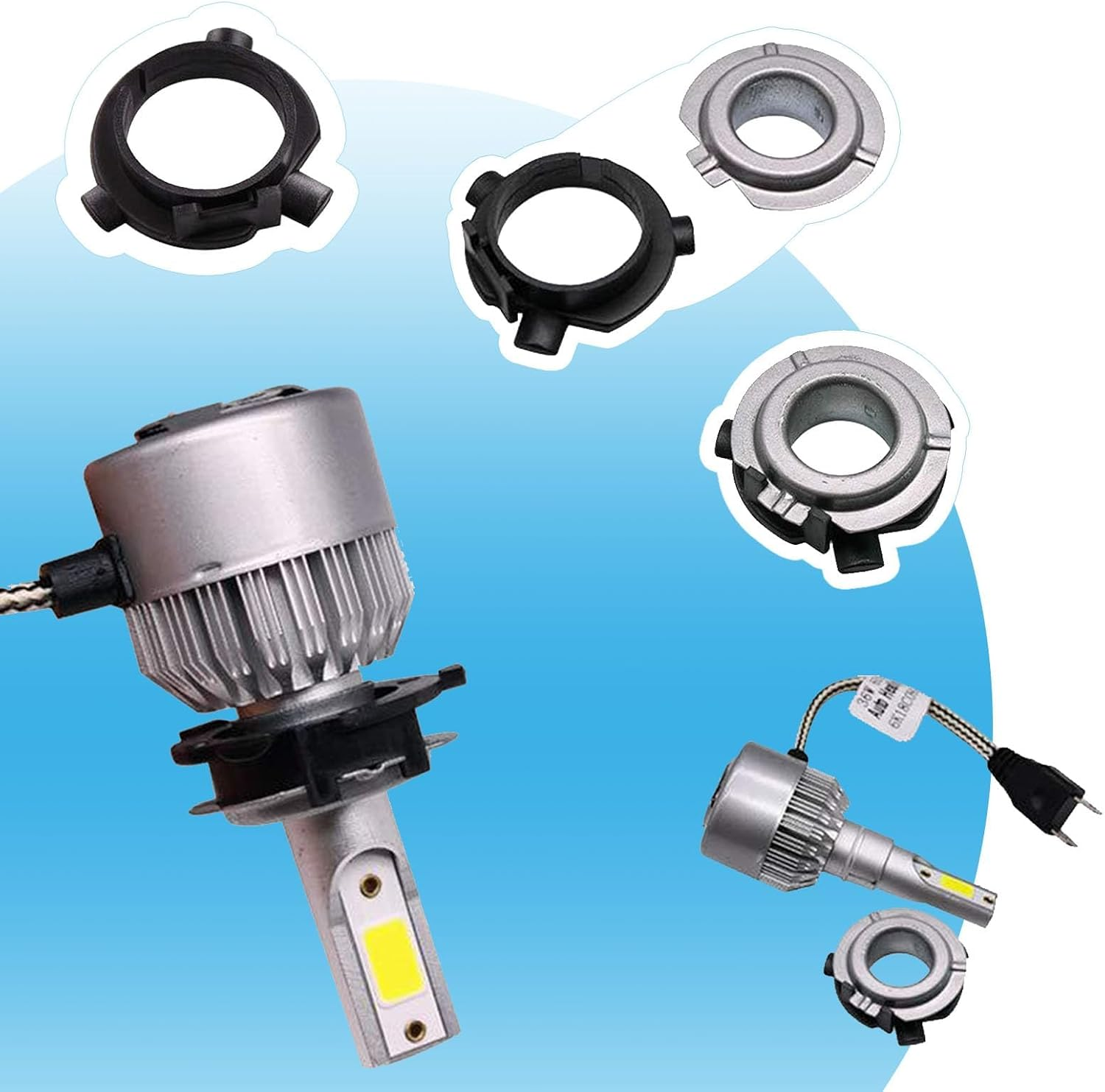 2 PCS Car Bulb Adapter, H7 Car LED Spotlight Holders, Car LED Bulb Holder Socket for Hyundai, Nissan, Kia (Black) image number 1