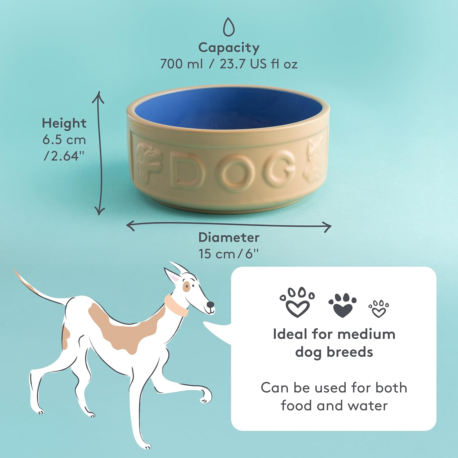 Mason Cash Lettered Dog Bowl Cane, 6-Inch image number 2