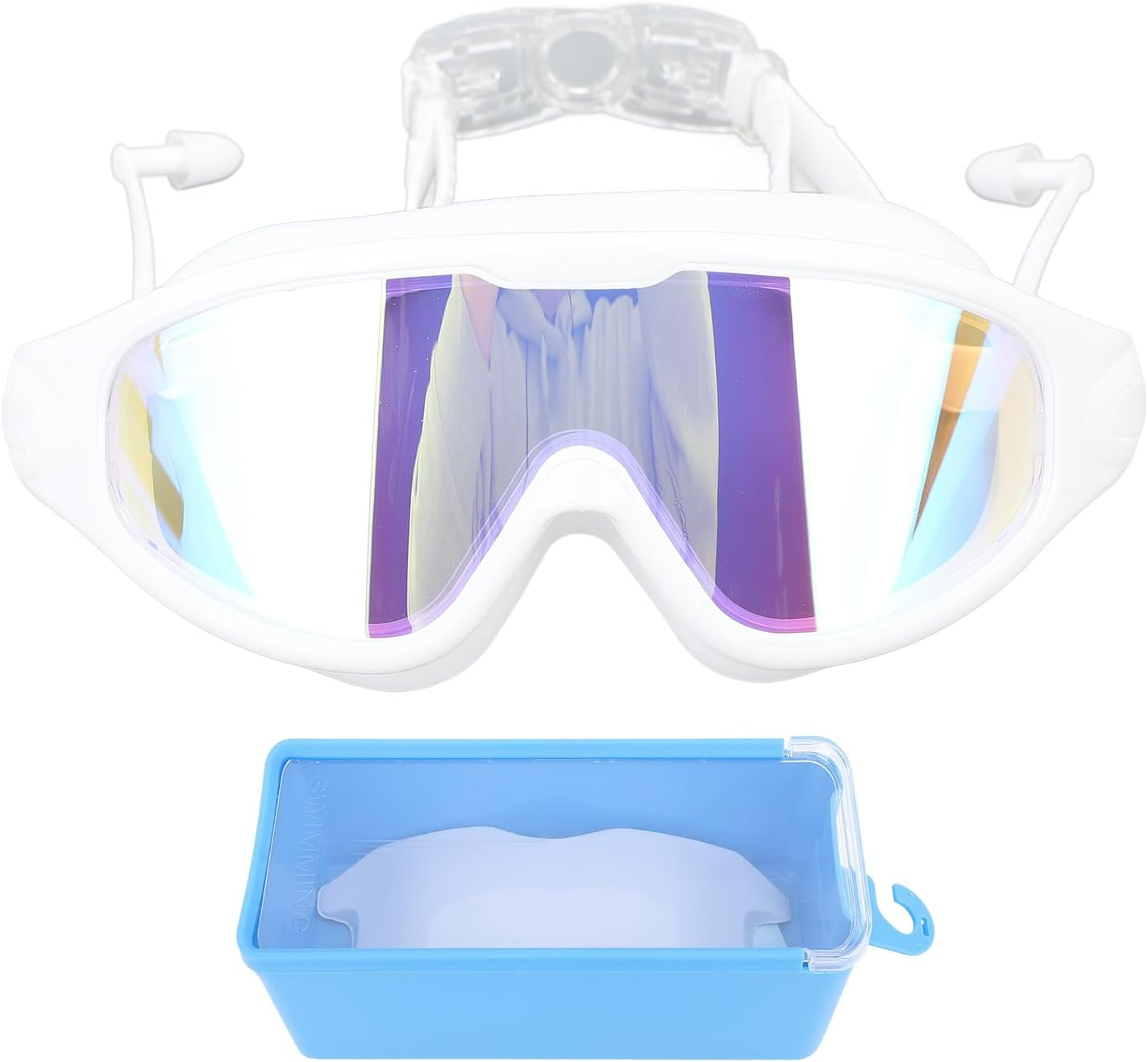 Swimming Goggles, Diving Glasses Dancing Glasses Waterproof PC and Silicone Lightweight Water Sports (White) image number 6