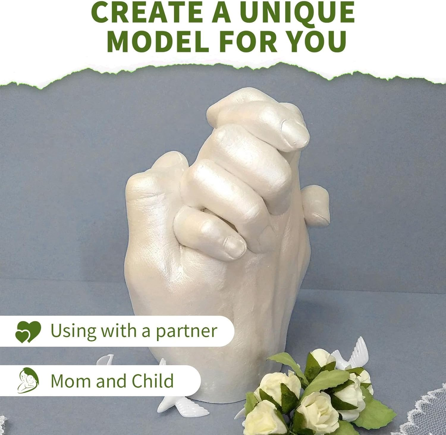 Hand Mold Powder, Fast Curing Casting Material, Skin Safe Kit, 5.51X7.87 Inches for Children and Adults, Easy Use Formula for Family Keepsake Crafts at Baby Handprint Art Projects image number 2