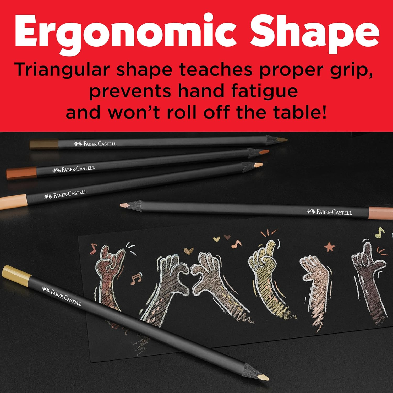 Faber-Castell 116414 Colouring Pencils Skin-Coloured Black Edition, Pack of 12, Shatterproof, Triangular, Skin Tones image number 1