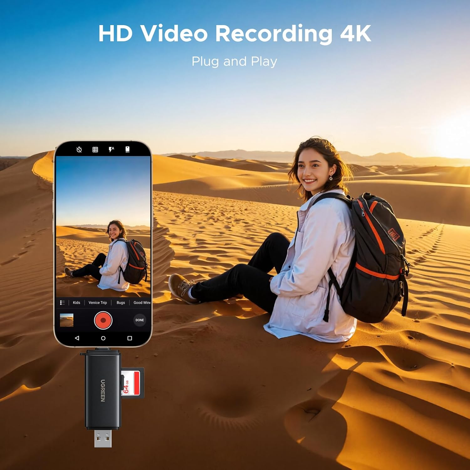 UGREEN SD 4.0 312 Mb/S Card Reader Aluminium USB 3.0 USB C Dual Connector Card Reader SD Card Reader Memory Card Reader SD Card Adapter Compatible with Iphone 16/Android/Windows/Macos