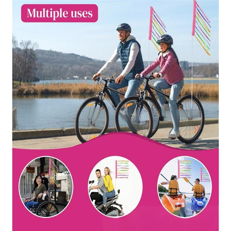 6Ft Adjustable Bicycle Safety Flag,Waterproof,Tear-Resistant Reflective Material for Improved Visibility, Suitable for Bicycles,Wheelchairs Etc (Bright Colours) image number 5