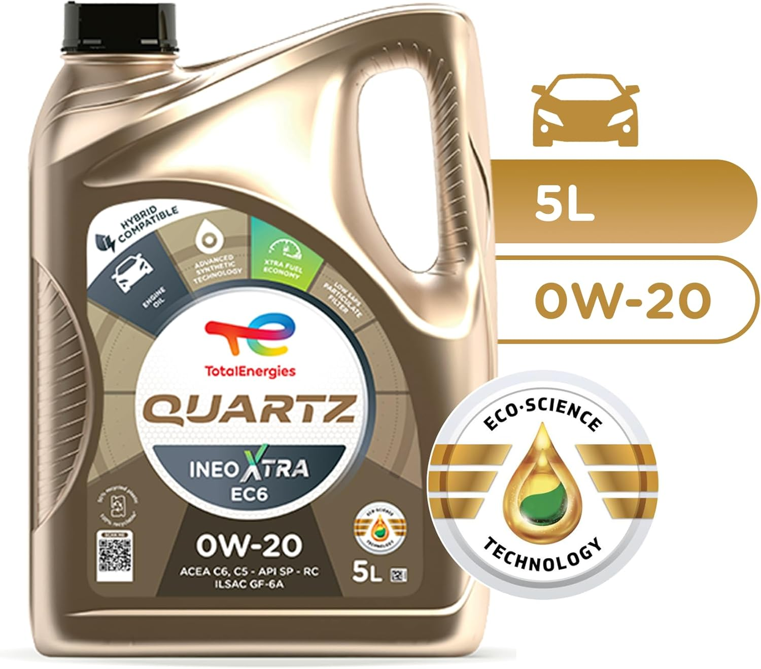 Totalenergies Quartz Ineo Xtra EC6 0W-20 Engine Oil 5L &ndash; Advanced Synthetic Oil for Hybrid & Stop-Start Engines &ndash; API SP, ILSAC GF-6A, ACEA C6 &ndash; Enhanced Fuel Economy & Engine Protection image number 3