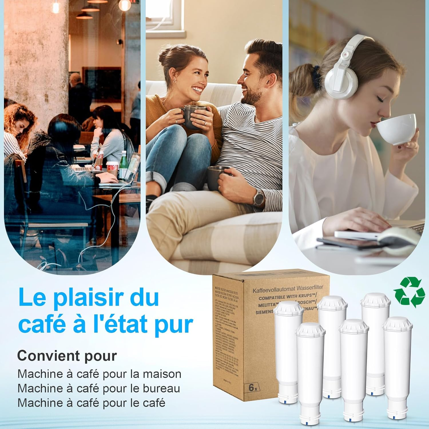 Mutital 6 Pack Coffee Machine Water Filter, Replacement for Melitta Water Filter, F088 Krups Water Filter, Nivona Caf&eacute; Romatica, Compatible with Krups EA829S, Jura, Melitta Pro Aqua Barista TS And