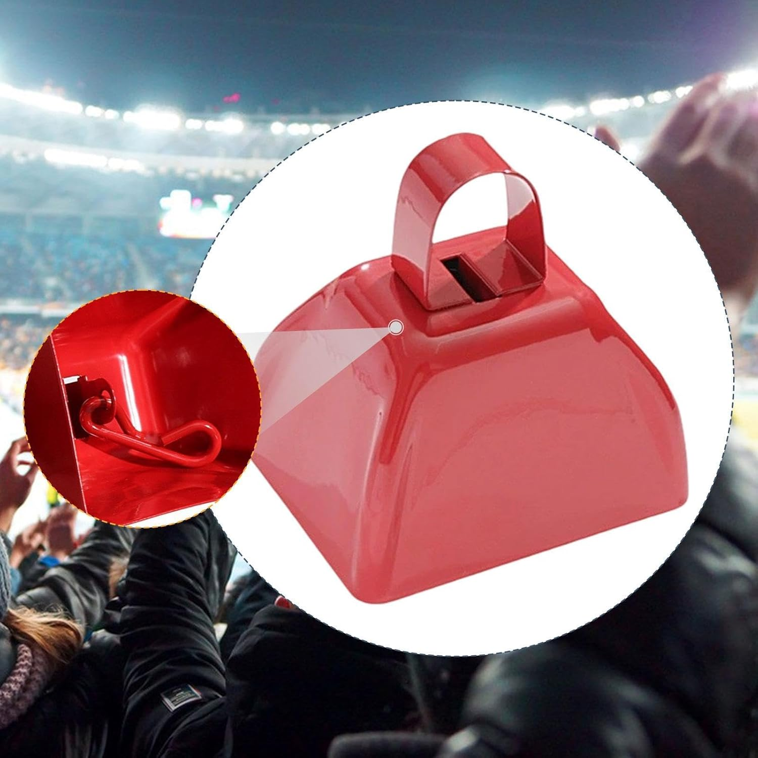 Yunhgft Metal Cowbell, 7.4 X 6 X 7.5 Cm, for Parties, Cheering, Graduation, Red - Red image number 2