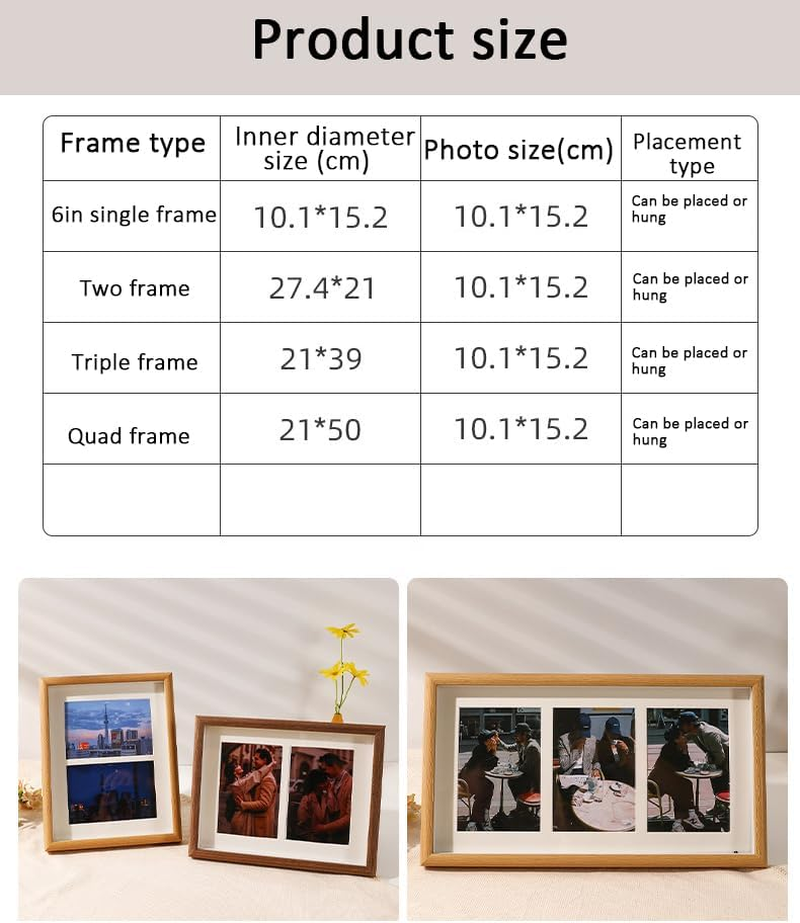 Signature Collection Collage Picture Frame, 4X6 Photos, Wall Display, Shatter-Resistant Glass (Wood Color, 3 L) image number 4
