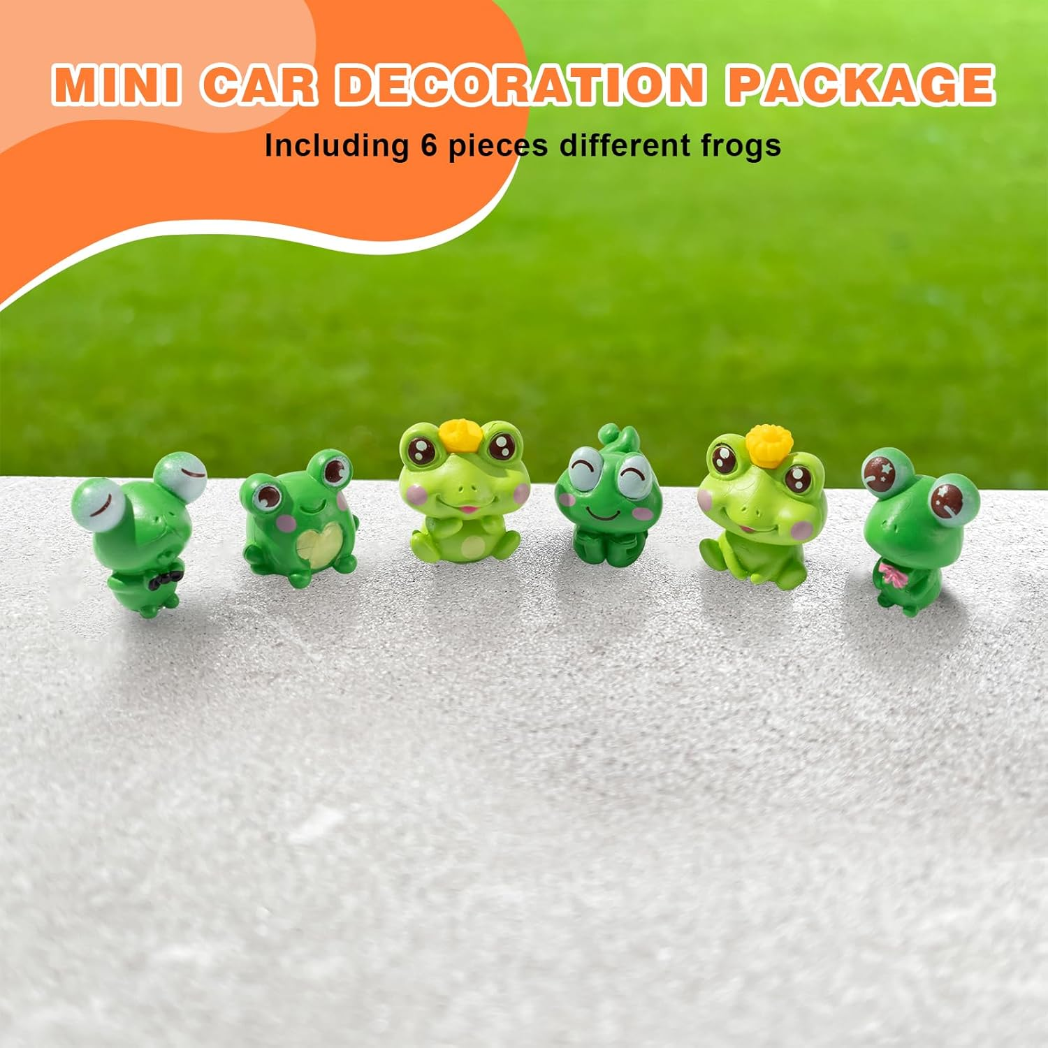Cute Frog Car Dashboard Decor, 6PCS Fun Frog Car Dash Decorations Car Rear View Mirror Ornament Interior Accessories for Home Office - Lotus Leaf Frog image number 5