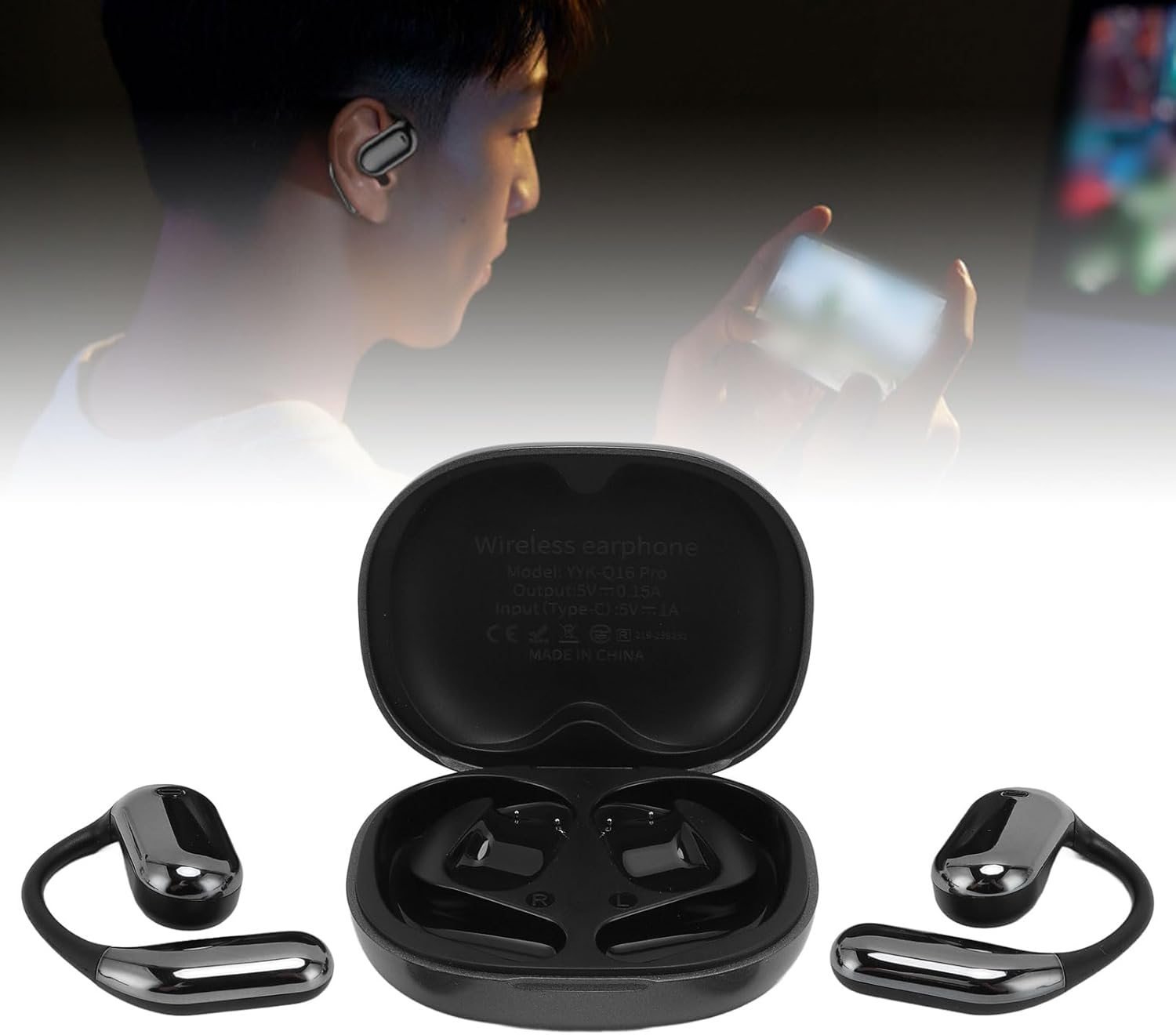 POENVFPO Translation Earbuds, Real-Time Language Translator Device with 4 Modes, 80 Languages & 97% Accuracy, with Touchscreen Charging Case image number 1