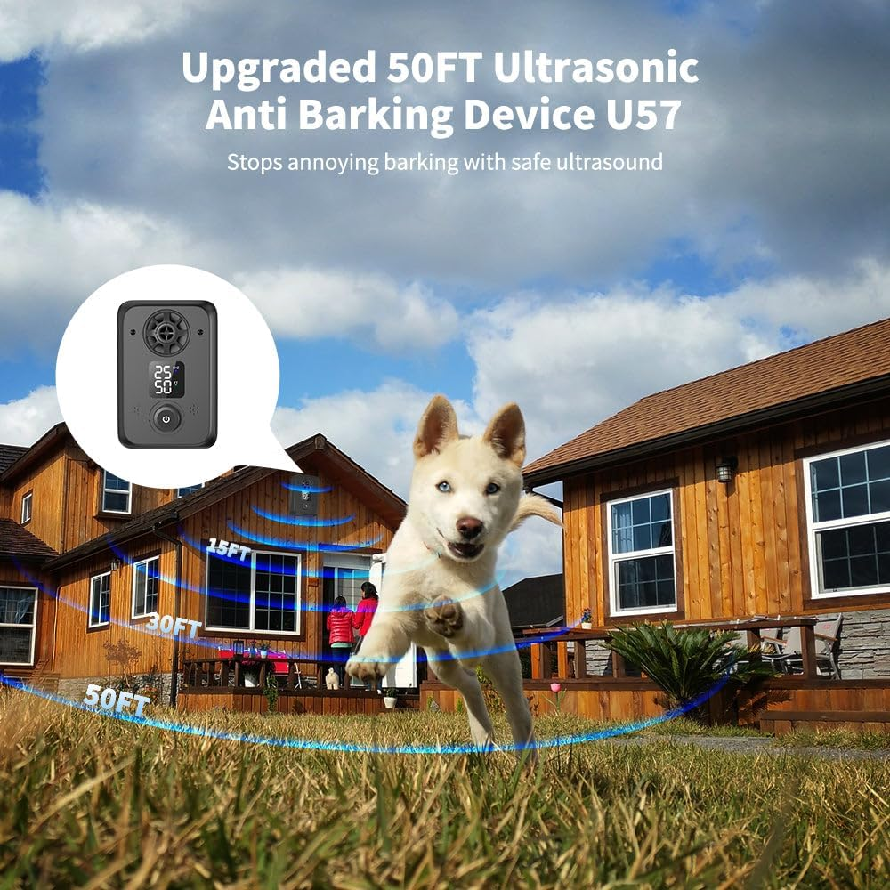 Pet-Tech Ultrasonic Dog House Automatic Bark Control Device, with 5 Frequencies, Sound-Activated Speakers, Rechargeable Battery, Water Resistant, Indoor and Outdoor Use image number 2
