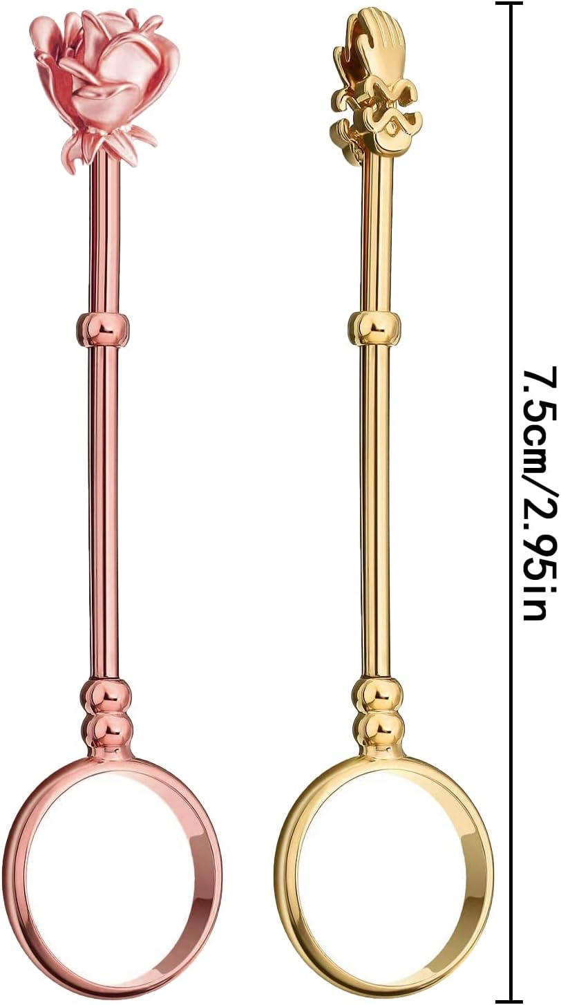 Cigarette Holder Ring, 2 Pcs Smoker Finger Holder Clip for Men and Women, for Smoking, Unique Gift, Protect Your Finger (Gold, Rose Gold) image number 4