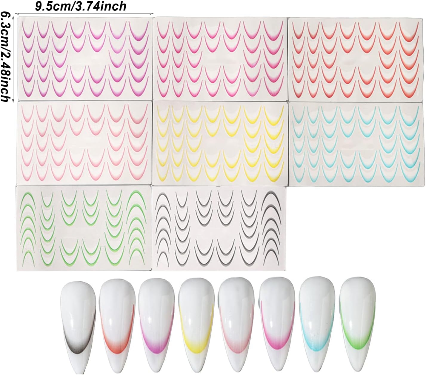 Nail Decals | 8 Colors French Tip Decals - Salon Manicure Nail Stickers for Women Girls Daughter Home Birthday Toenail French Tips