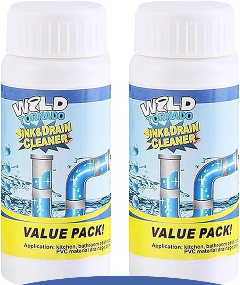 Acssart Drain Cleaner, Wild Tornado Sink and Drain Cleaner Powder, Wild Sink and Drain Cleaner, Pipeline Dredging Agent for Kitchen Bathroom, Powerful Fast Foaming Sink Drain Cleaner (1 Pcs)