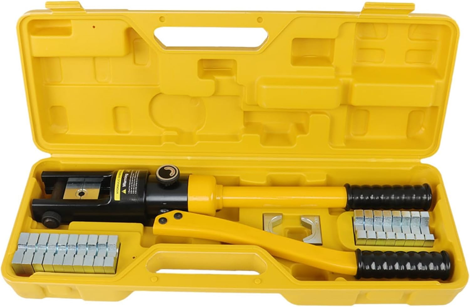 16T Hydraulic Battery Cable Crimper Tool Kit with 11 Interchangeable Dies for Wire Terminals and Lugs image number 2