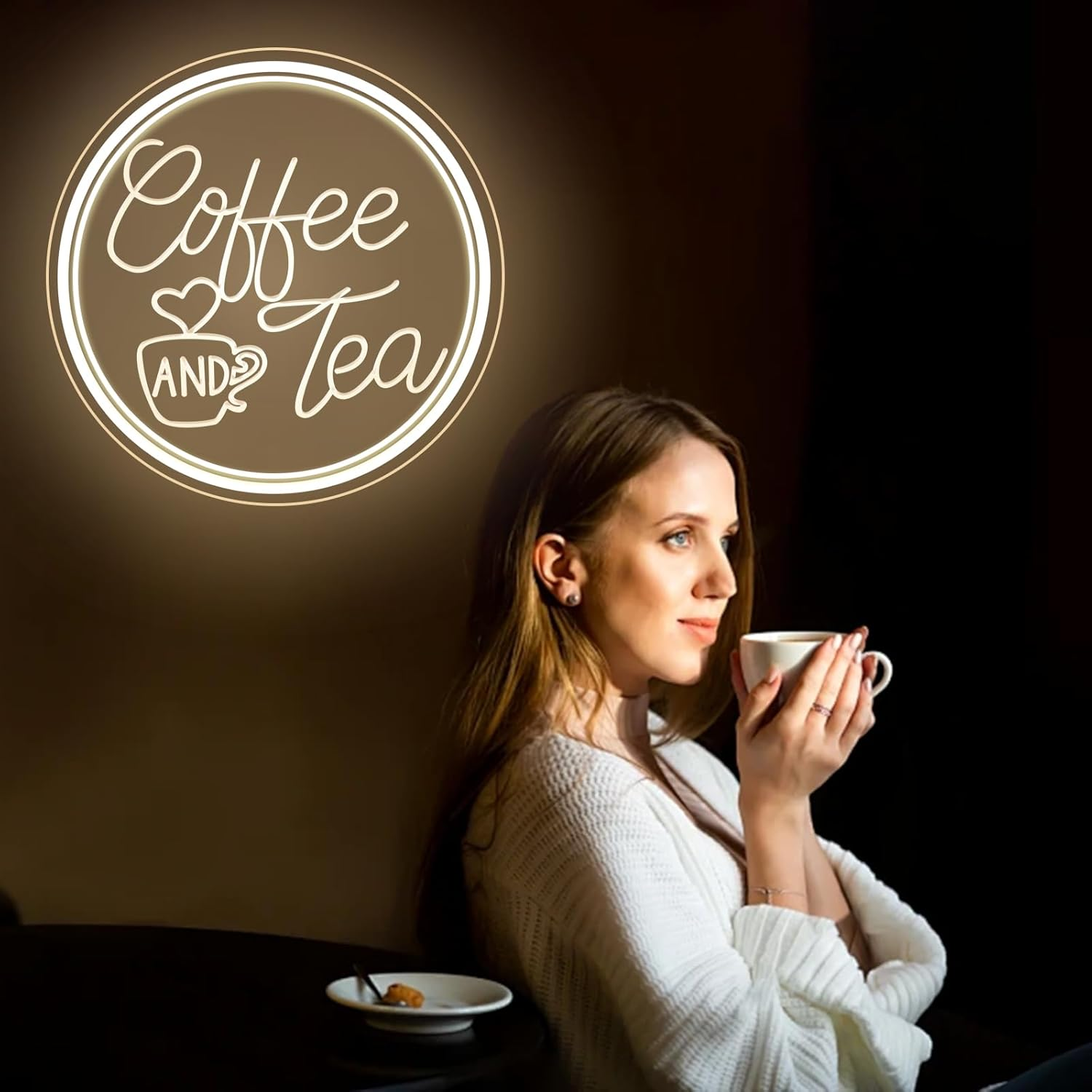 Coffee and Tea Neon Sign Coffee Neon Sign USB LED Sign Coffee Shop Opening Neon Signs Engraved Cafe Signs for Coffee Bar Coffee Station Kitchen Hot Cocoa Cafe Bar Decor - Coffee And Tea image number 4