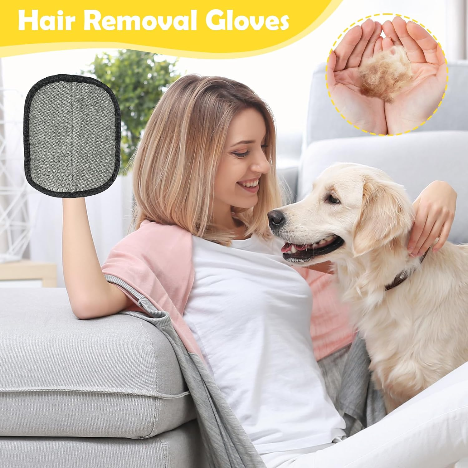 JWTRSVTY 2 X Pet Hair Remover Glove, Antistatic Hair Removal Gloves, Fur Magnet Cats Dogs, Reusable Pet Care Gloves, for Cleaning, Hair Removal and Beauty Purposes image number 6