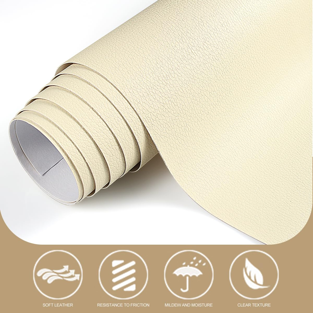 Leather PU Repair Patch for Couches, H HOME-MART 15.74 X 59Inch Reupholster Tape Patches Kit, Leather Patch Kit, Black PU Leather Repair Tape Self-Adhesive for Sofas,Couch Furniture (Milk White) image number 4