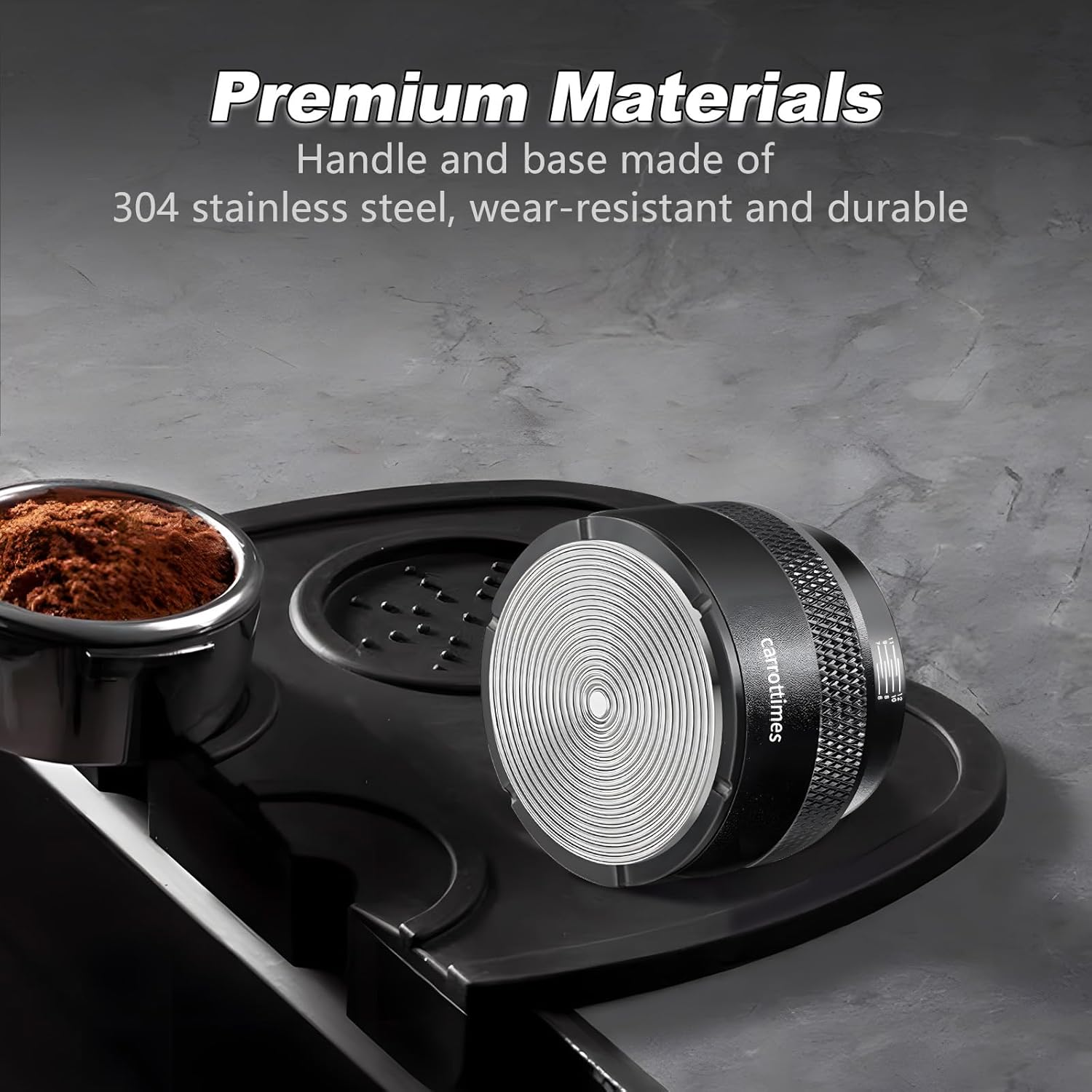 Espresso Tamper 51Mm, Adjustable Depth Coffee Tamper with Calibrated Spring Loaded, 304 Stainless Steel Palm Tamper Tool, Fits 51Mm Portafilter Basket (Black) image number 2