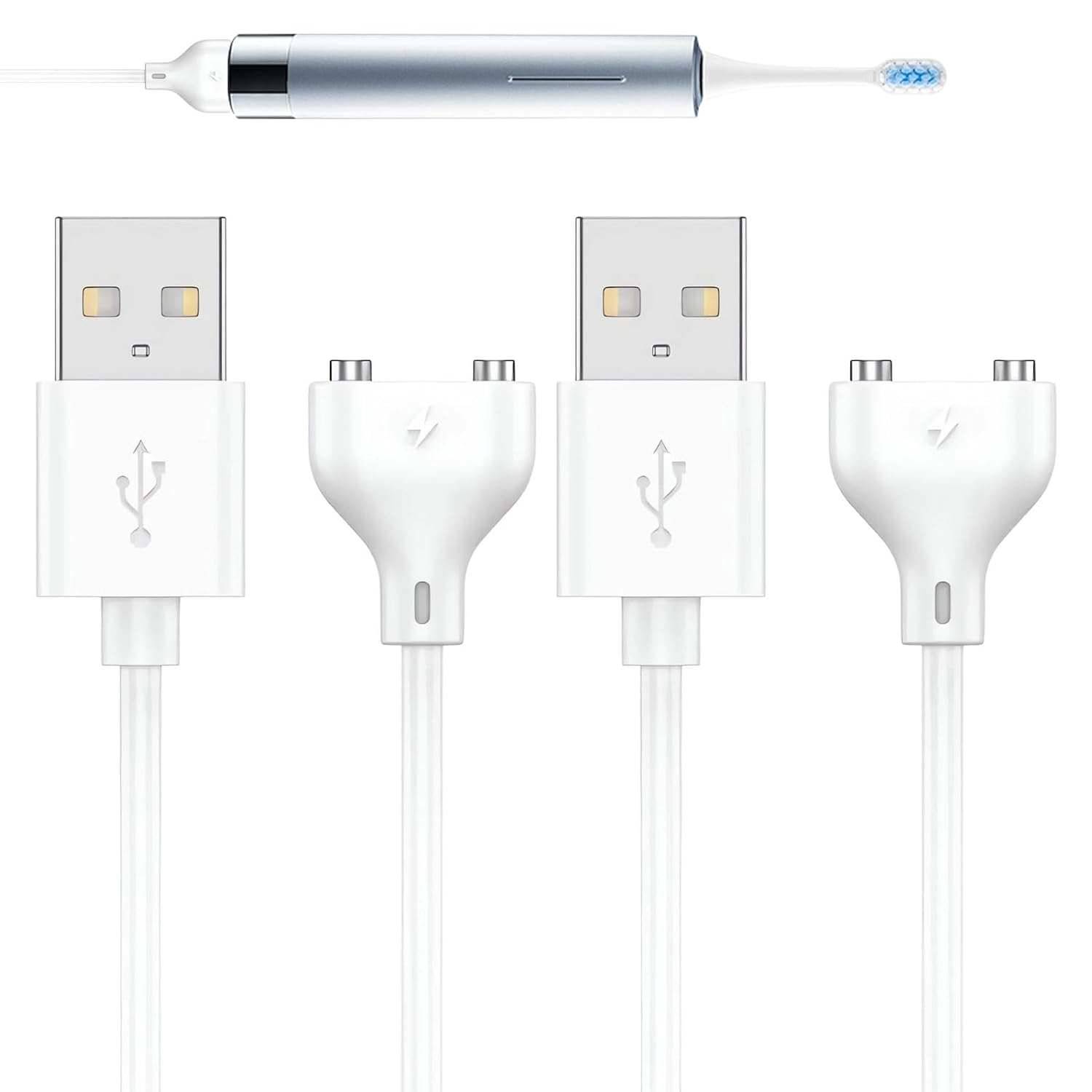 Magnetic Charger, 2Pcs Magnetic Charging Cable, Vibrator Charger 10MM/0.39'' Pitch, USB DC Cord Cable Replacement Charging Cord for Vibrators/Facial Cleanser/Electric Toothbrush image number 3