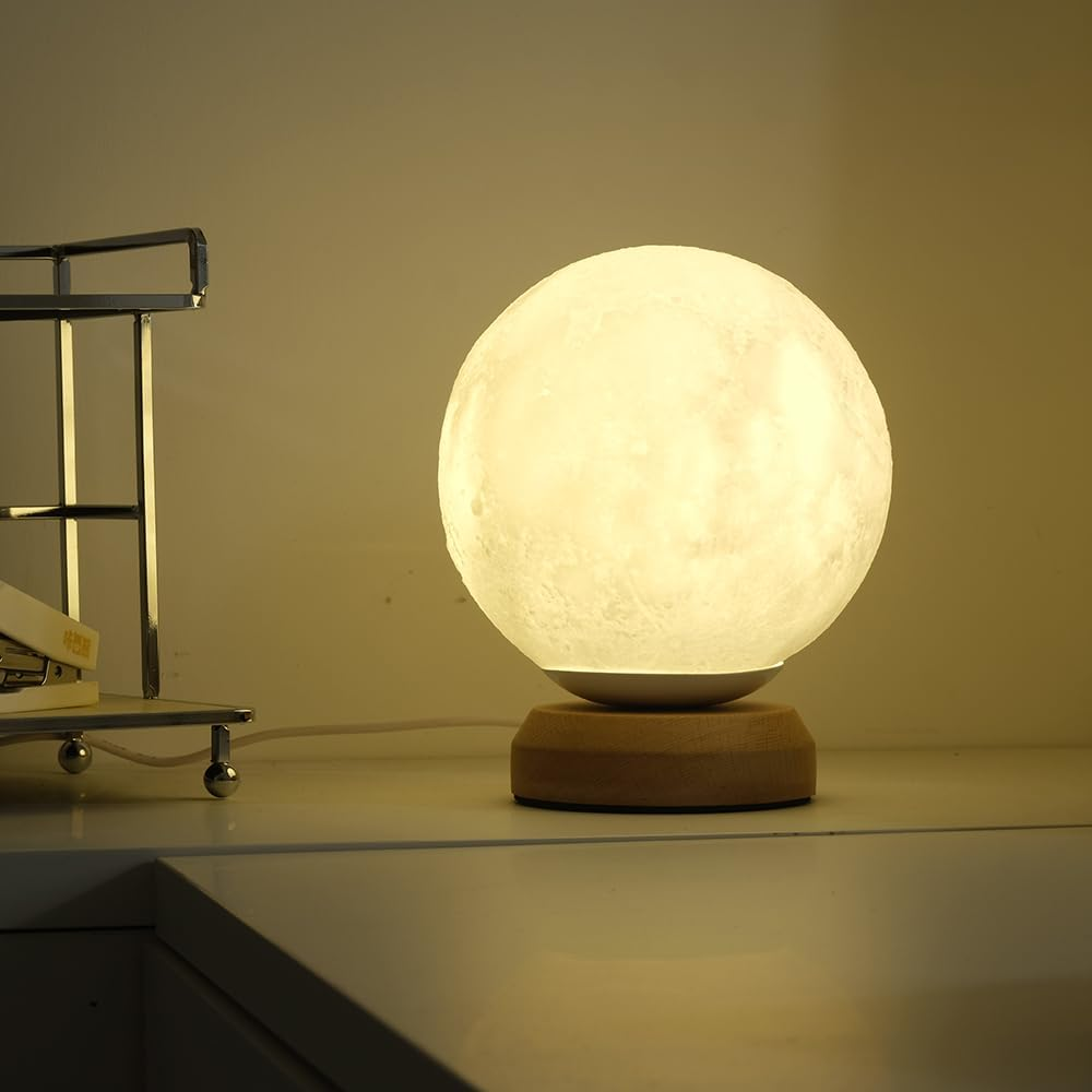 Moon Lamp, 3-Color Temperature Lamp,Bedroom Bedside Night Lights, Dimmable Led Lighting, Table Lamps for Living Room Officecreative Home Decor,Valentines Unique House Warmging Gift image number 3
