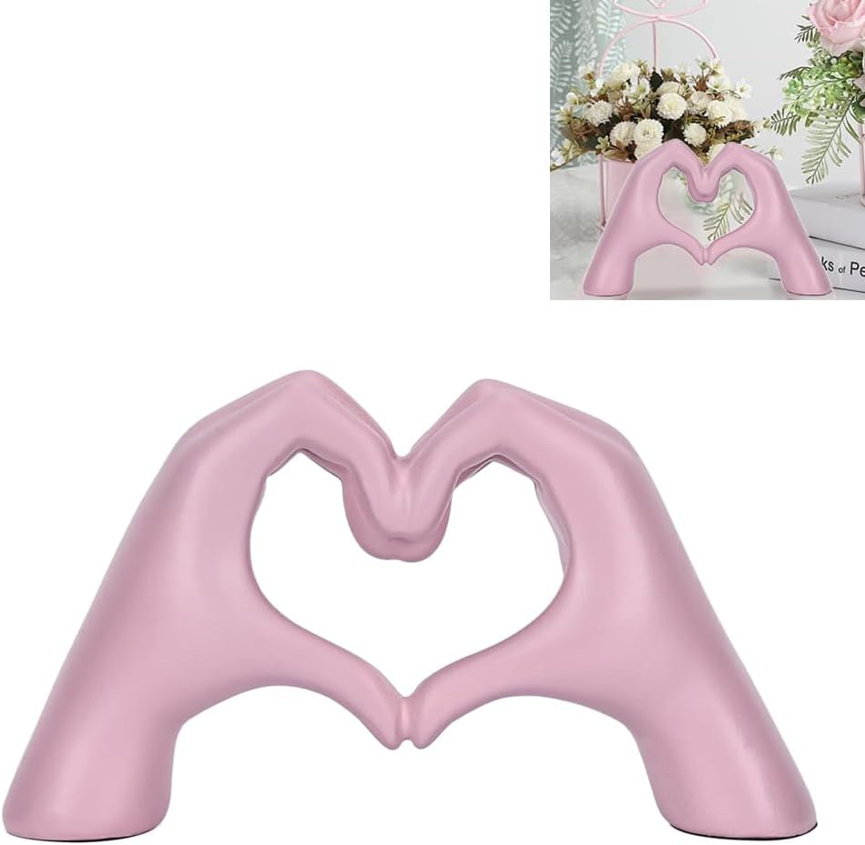 Heart Shaped Hand Carved Decoration, Cute Decoration Gift Suitable for Living Rooms, Offices, Bookshelves, Art Aesthetics, Consoles, Wedding Decorations (Pink)