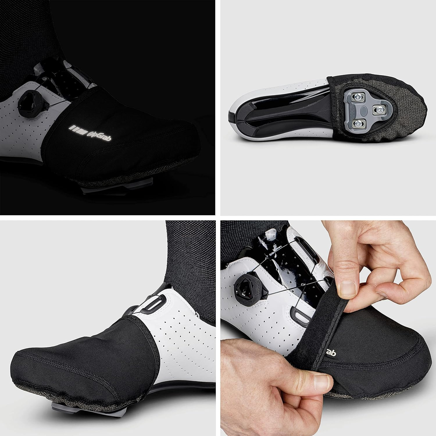 Gripgrab Windproof Road Bike Toe Covers Cycling Overshoes Thermal Insulating Midseason Toewarmers Shoecaps Black Hi-Vis image number 6