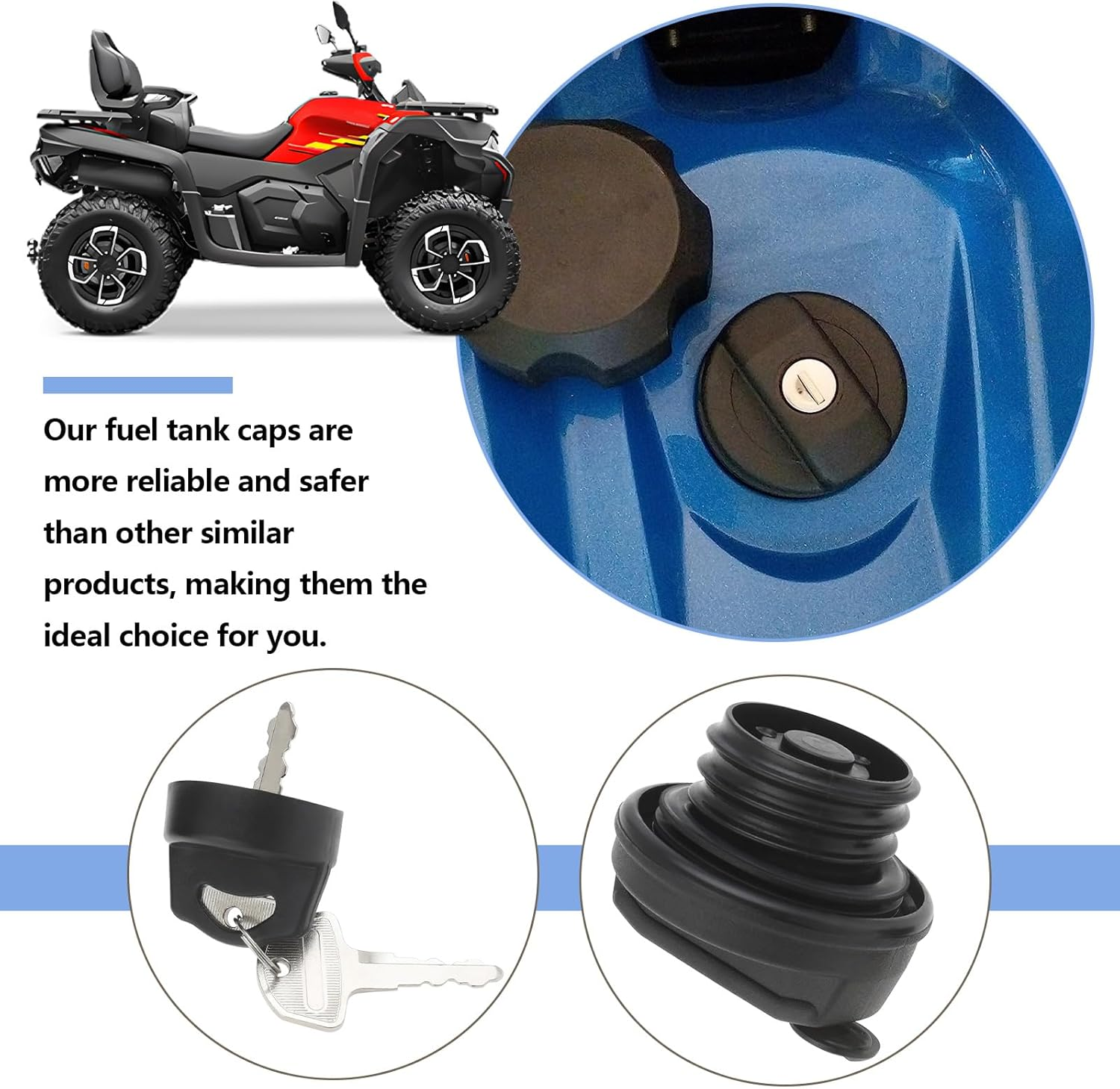 Ecsing 1 Set Car Locking Tank Filler Cap Lockable Tank Cap with Keys 7020-010120 Beach Car Fuel Tank Cover Compatible with Cforce 450 520 550