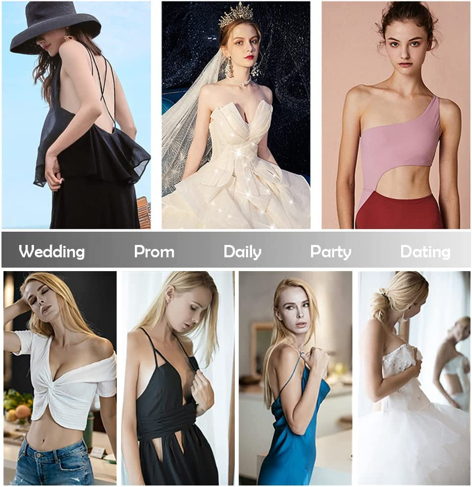 Adhesive Bra Push up Strapless Invisible Sticky Bra Reusable Backless Silicone Bra for Women - Cream, C image number 6