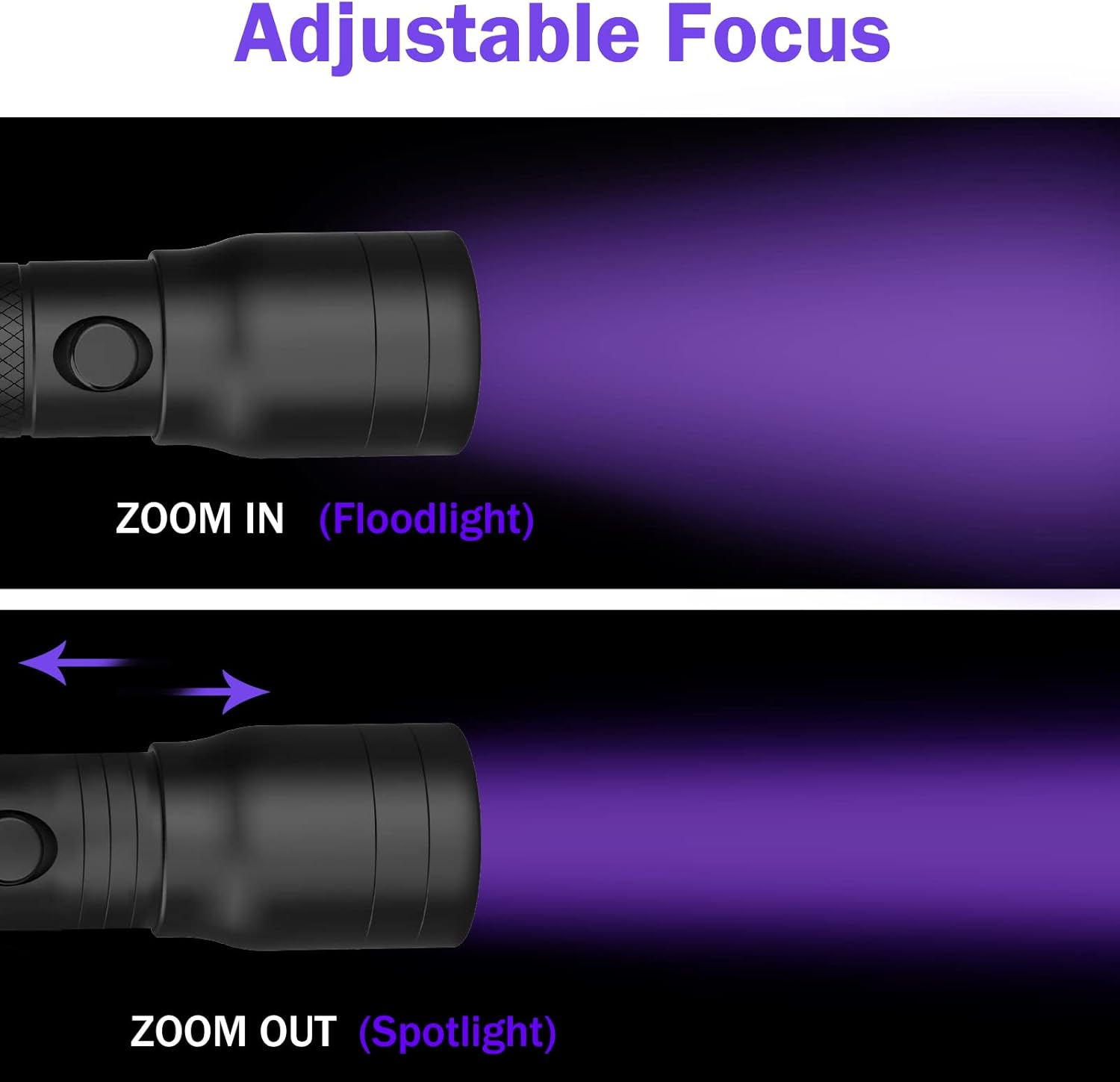 Geekhigh UV Torch 395 Nm Zoomable Pen Black Light Torch with 3AAA Battery Ultraviolet Torch Pet Urine Detector for Cat Dog Stains, Bed Bugs, Household Toilet image number 6