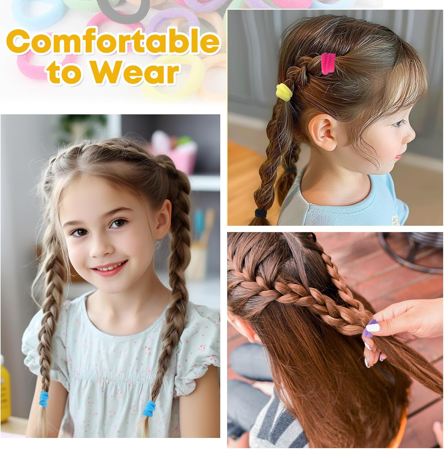 Hanyousheng Pack of 200 Girls Hair Bobbles 20 Mm Children'S Hair Bobbles Baby Hair Bobbles Small Hair Bands Colourful for Girls Children Toddlers Baby image number 1