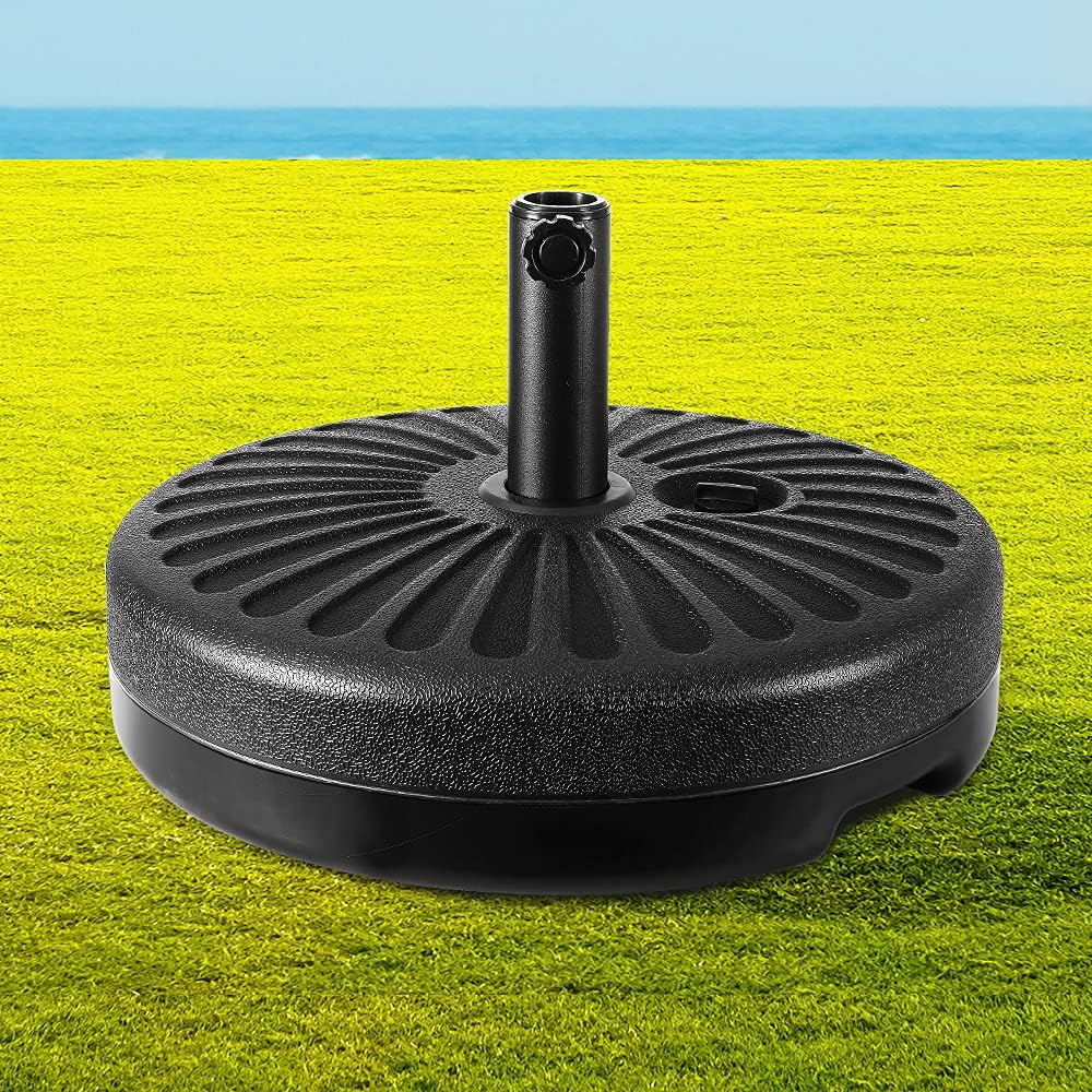 Instahut Outdoor Umbrella Base Black Pod Pole Stand Holder, Garden Beach Patio Offset Sun Home, 23Kg Capacity Filled with Sand or Water 51X12Cm image number 4