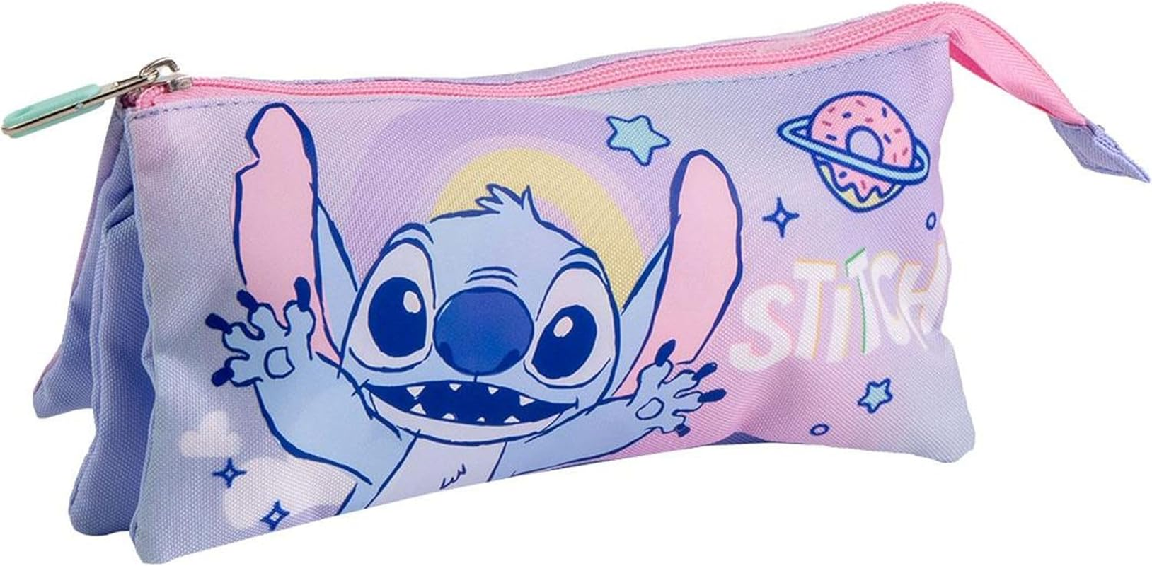 Stitch Pencil Case with 3 Compartments, Triple School Pencil Case with Stitch Design, Zipper and Extended Space for Organizing Pens, Ballpoint Pens and Daily School Supplies, Stitch, Stitch., Licensed image number 1
