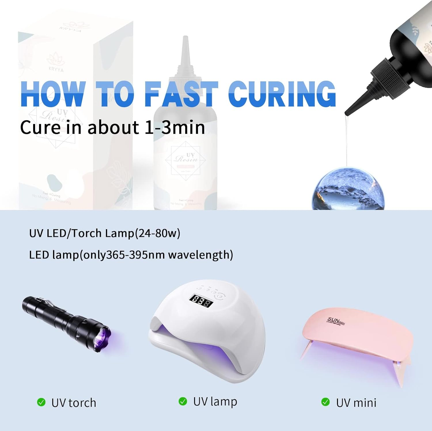 UV Resin Clear Hard Type One Minute Fast Curing Transparent Ultraviolet Curing UV Resin for Craft Decoration DIY Earring Pendant Seal Jewelry Making (500G) image number 2