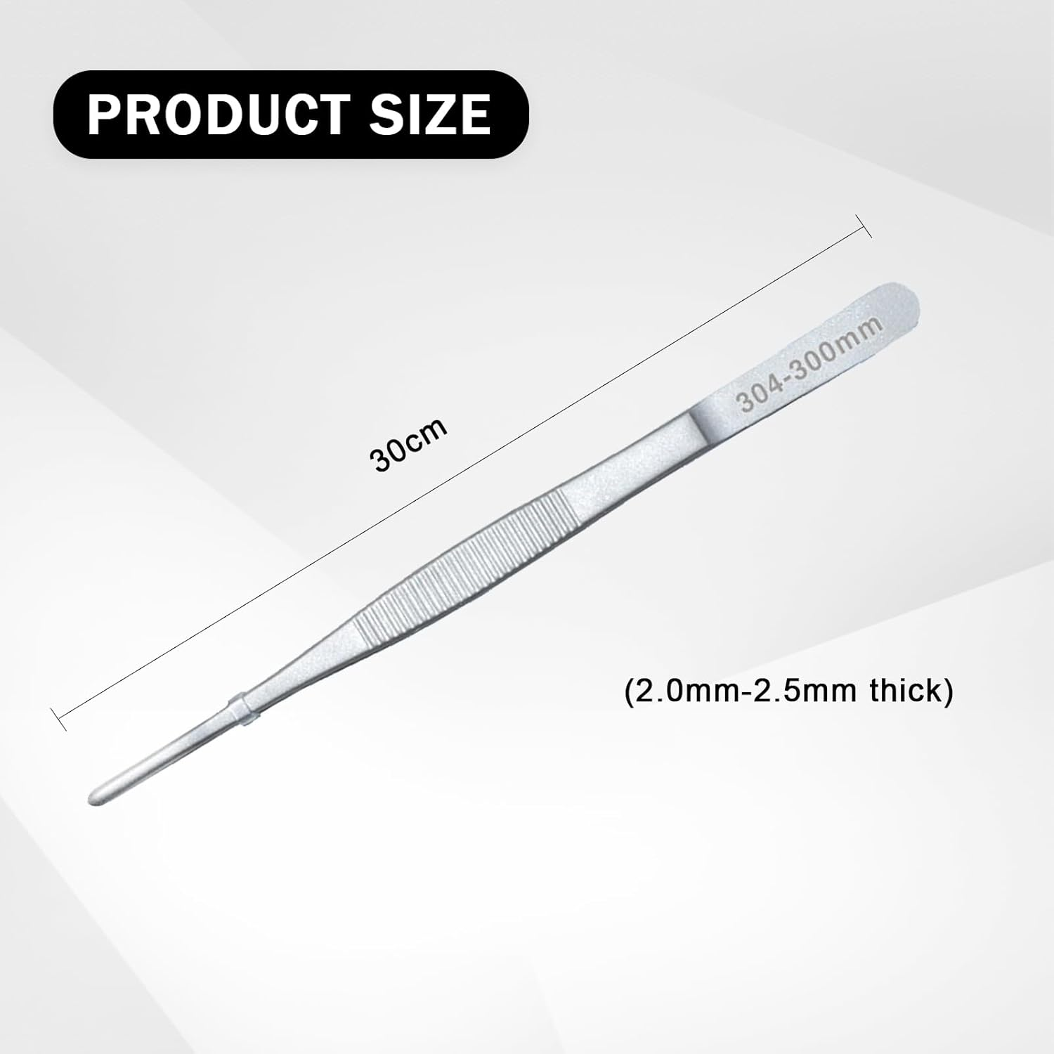 Jotia 1Pc 30Cm 304 Stainless Steel Kitchen Fine Tweezer Tongs, Cooking Tweezers Straight Food Tweezers with Precision Serrated Tips for Cooking, BBQ image number 3