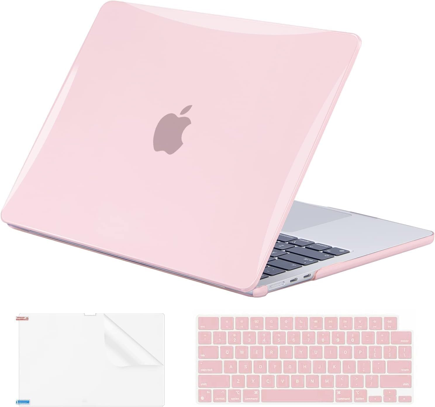 Eoocoo Compatible with Macbook Air 13 Inch Case 2025-2022 M4 A3240 M3 A3113 M2 A2681, Clear Air 13.6" Laptop Hard Shell Case + Keyboard Skin Cover + Screen Protector, Crystal Clear